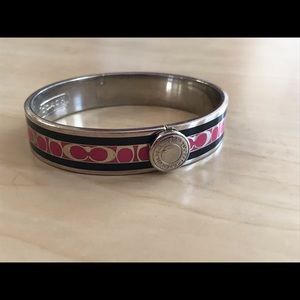 Coach Half Inch Signature Striped Bangle